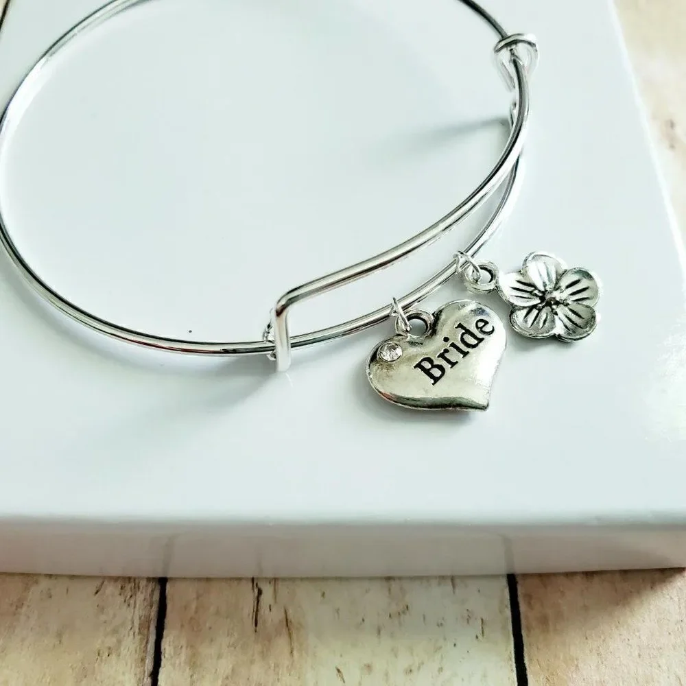 Bride Charm Bracelet, Wedding Party Jewelry